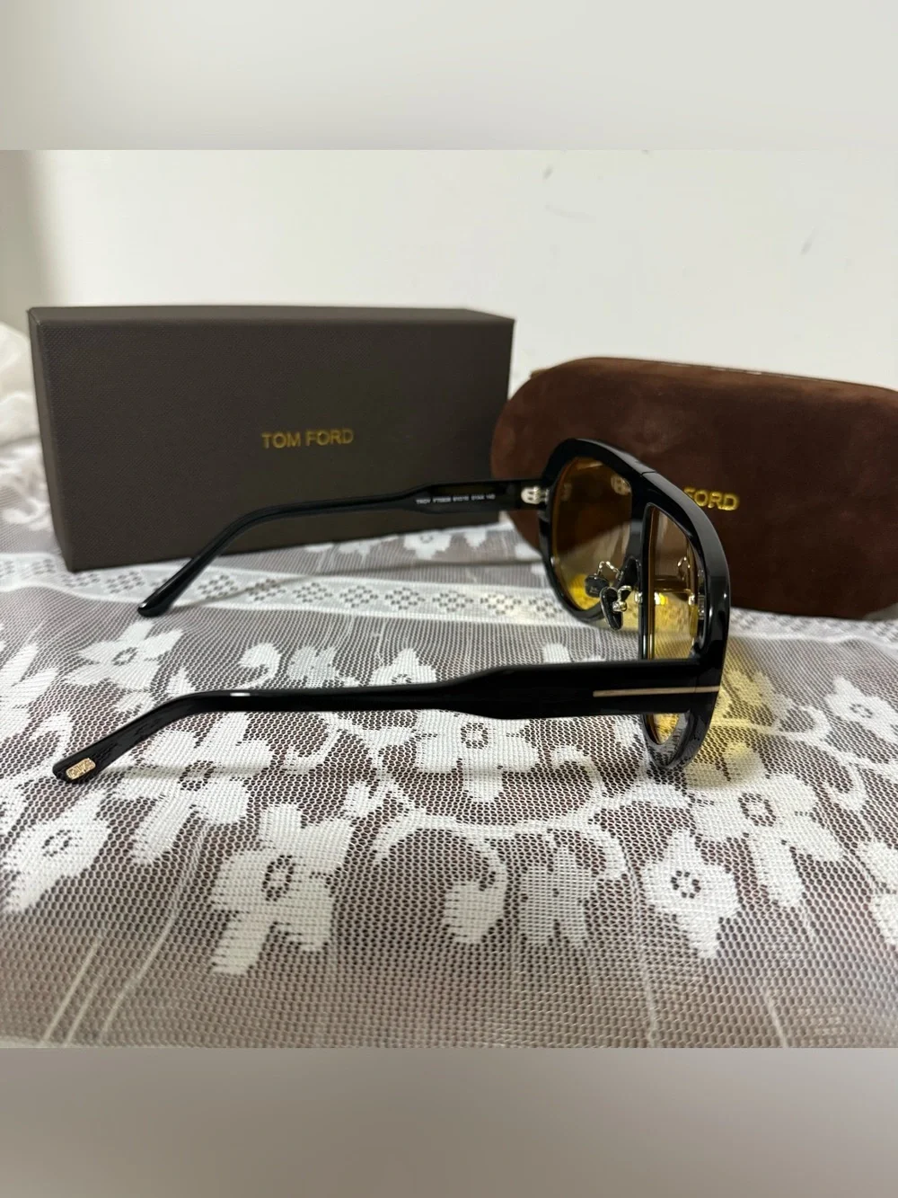 Tom Ford Black Sunglasses with Yellow Lenses